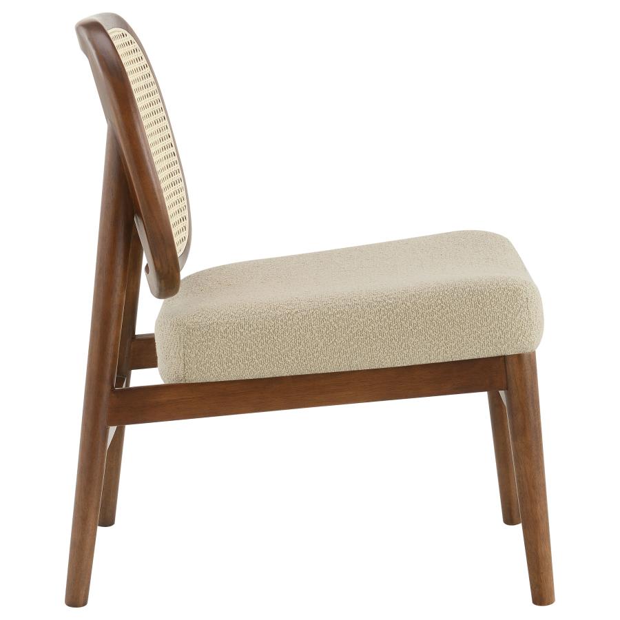 Rayo Rattan Cane Back Accent Chair With Padded Seat Camel