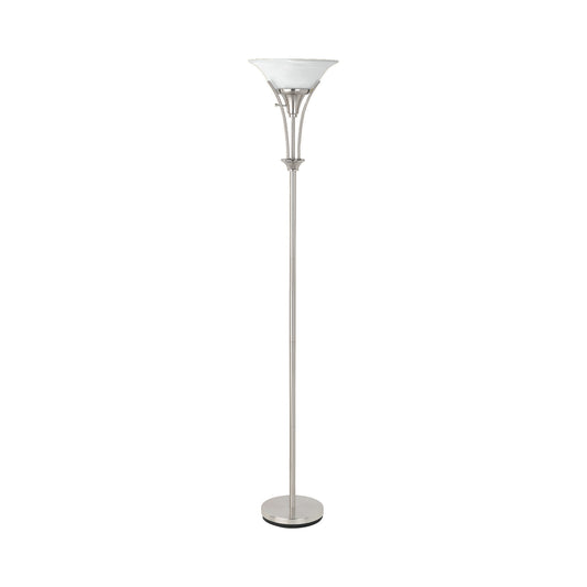 Archie 71-inch Frosted Torchiere Floor Lamp Brushed Steel