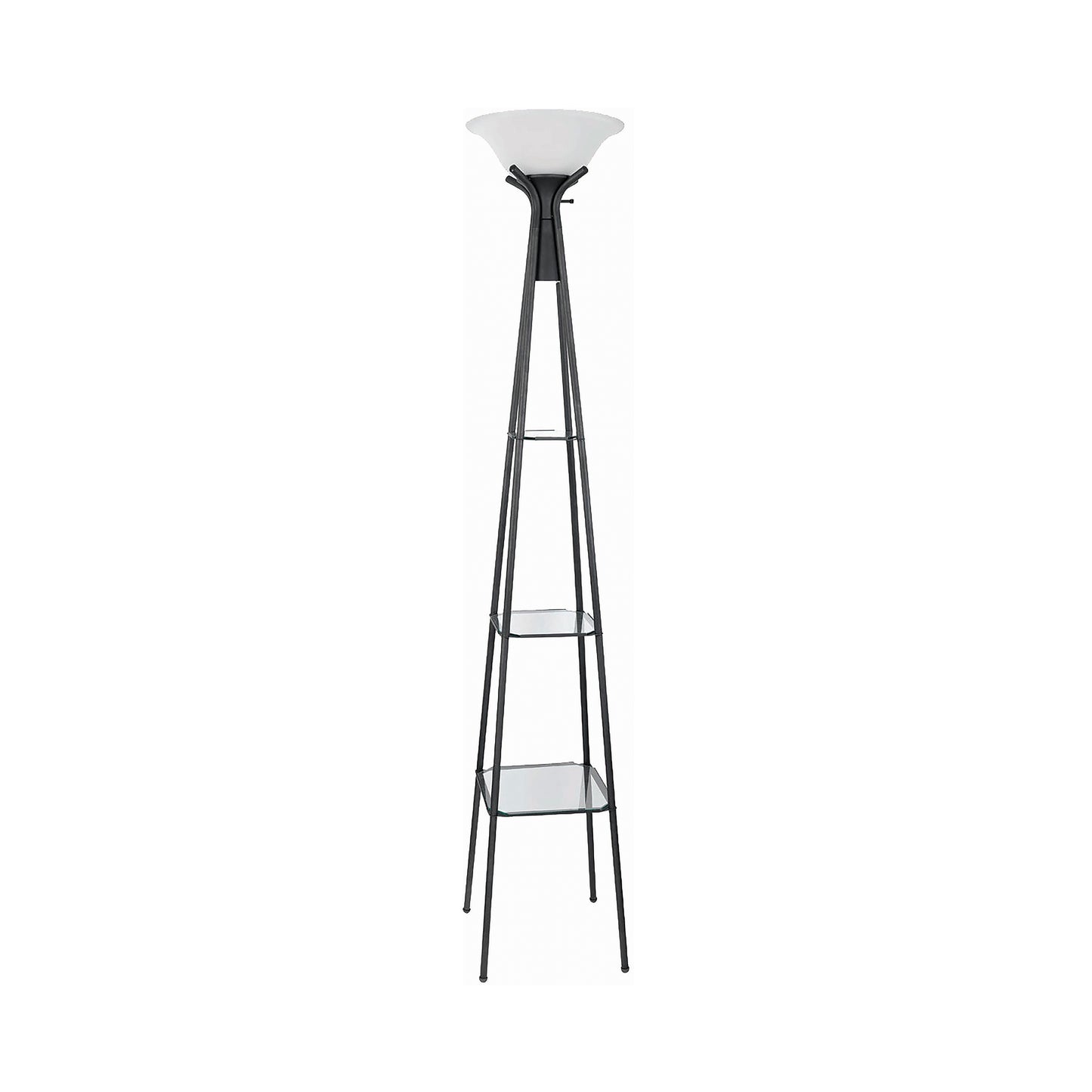 Gianni 70-inch 3-shelf Frosted Torchiere Floor Lamp Black