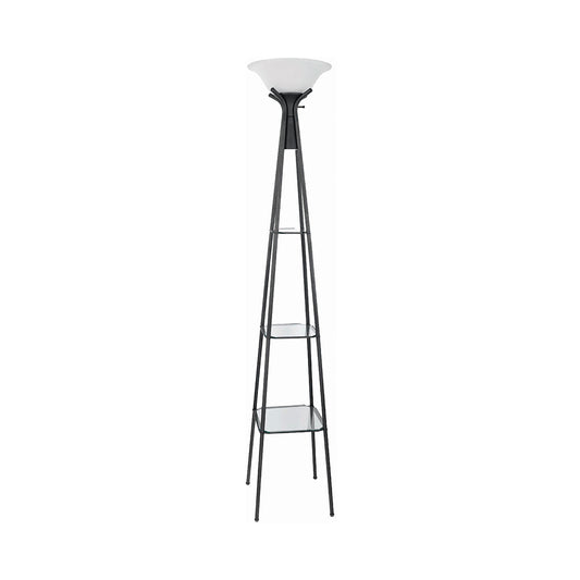 Gianni 70-inch 3-shelf Frosted Torchiere Floor Lamp Black
