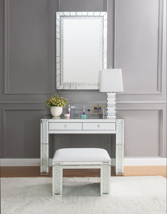 Nysa Mirrored & Faux Crystals Vanity Desk - ATL FURNITURE