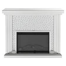 Acme Furniture Nysa Fireplace in Mirrored & Faux Crystals 90204 - ATL FURNITURE