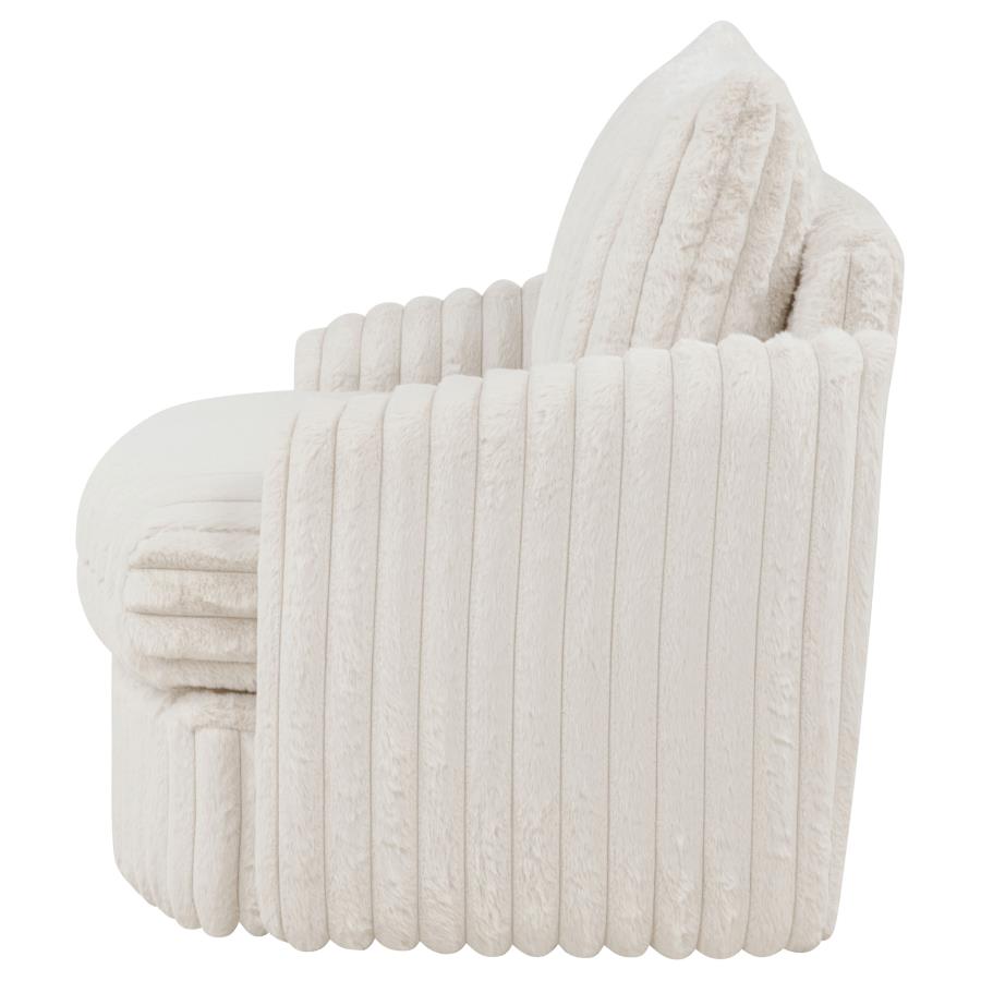 Sarco Corduroy Upholstered Swivel Accent Arm Chair Ivory