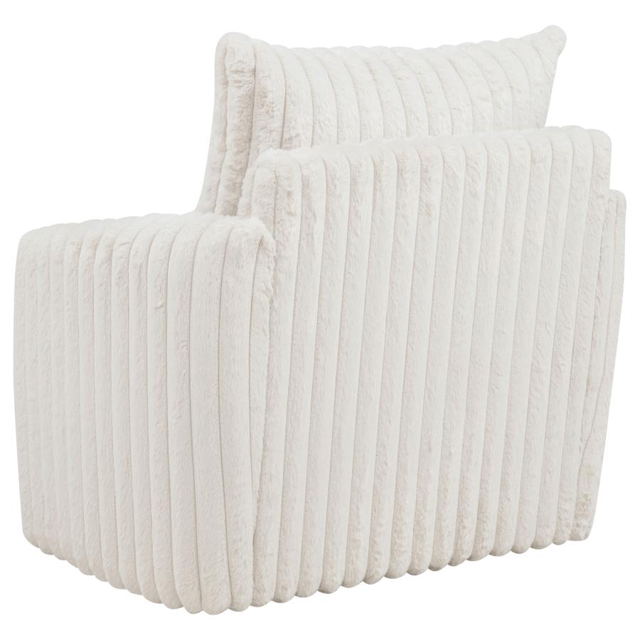 Sarco Corduroy Upholstered Swivel Accent Arm Chair Ivory