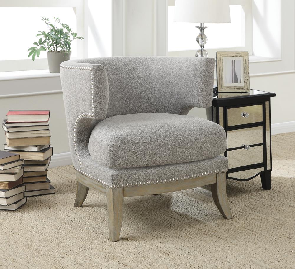 Transitional Grey Exposed Wood Accent Chair - ATL FURNITURE