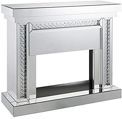 Acme Furniture Nysa Fireplace in Mirrored & Faux Crystals 90272 - ATL FURNITURE