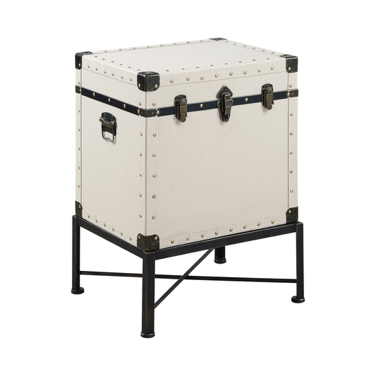 Nancy Upholstered Vintage Side Table Storage Trunk White
