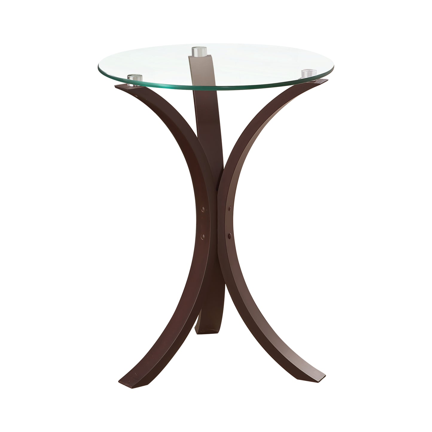 Edgar Round Glass Top Accent Side Table Cappuccino