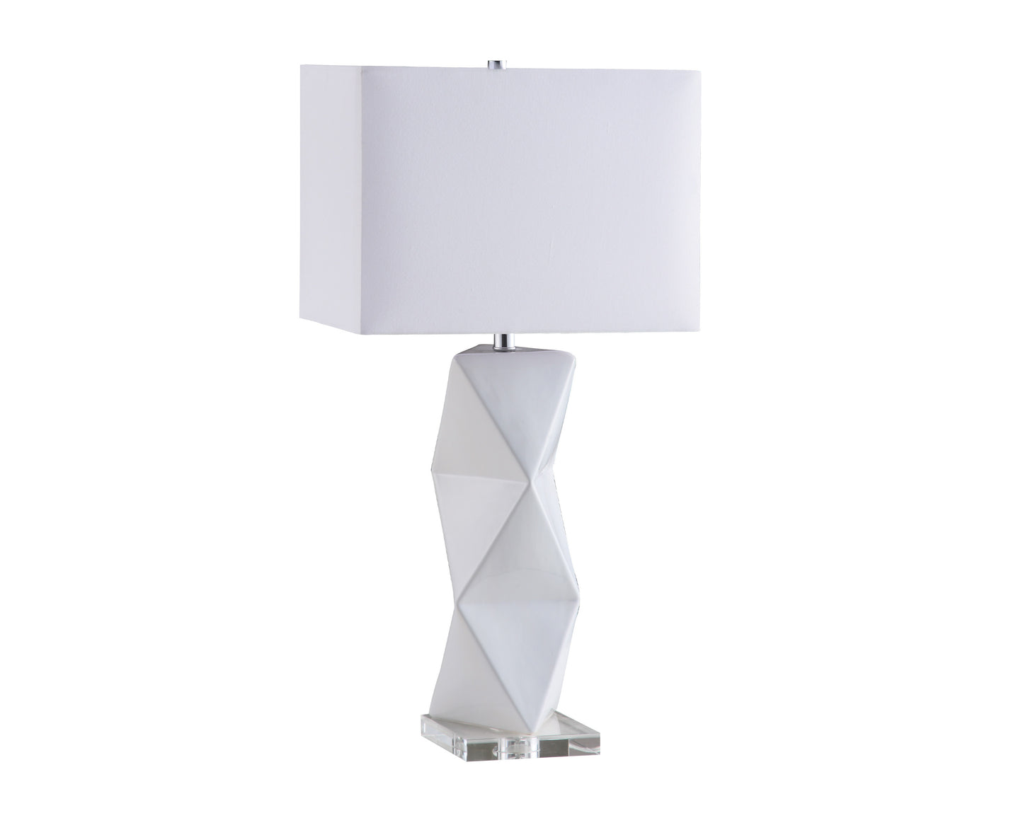 Camie 32-inch Rectangular Shade Geometric Table Lamp White