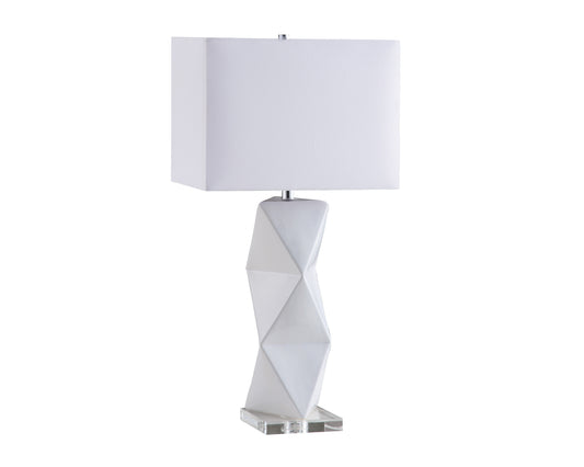 Camie 32-inch Rectangular Shade Geometric Table Lamp White