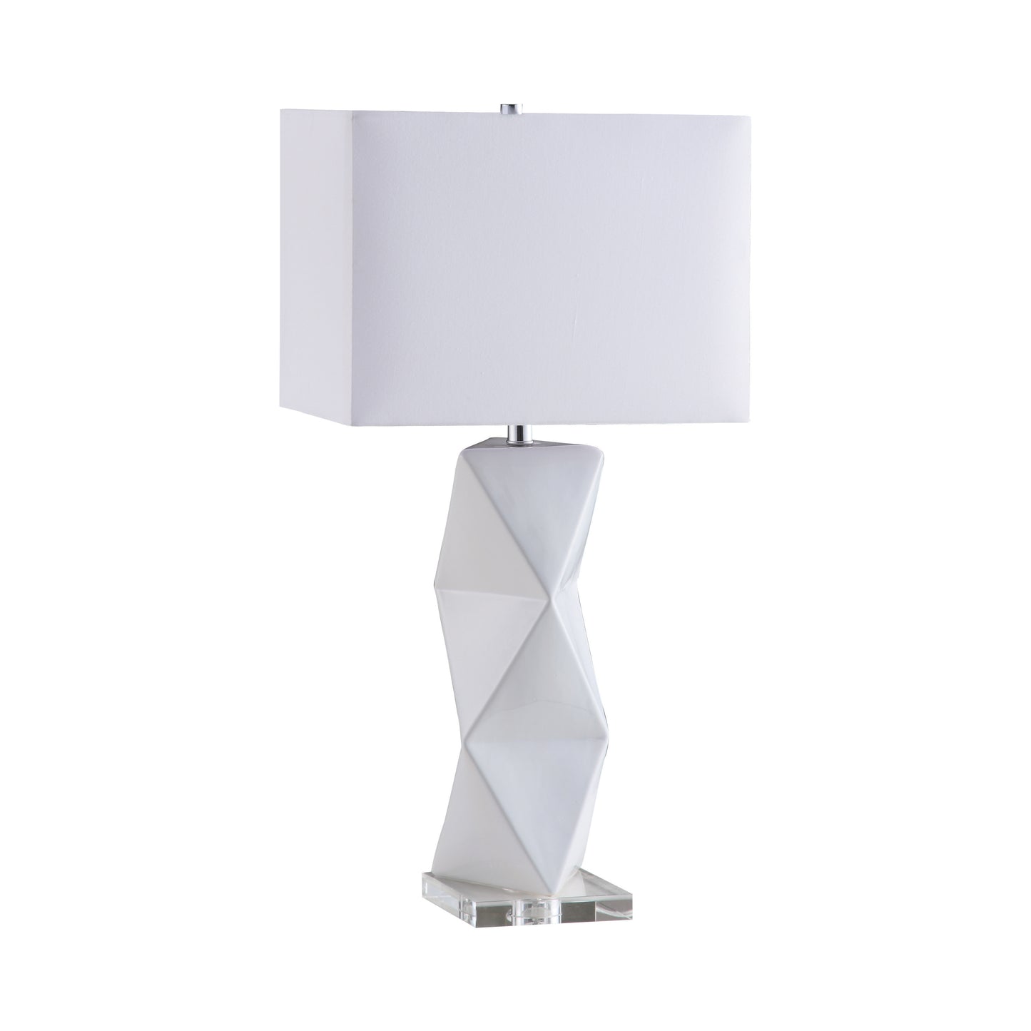 Camie 32-inch Rectangular Shade Geometric Table Lamp White