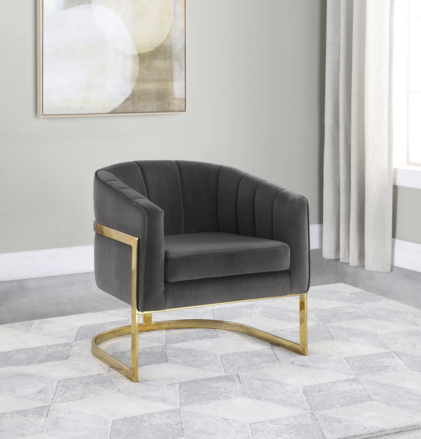 Alamor Tufted Barrel Accent Chair Dark Grey and Gold