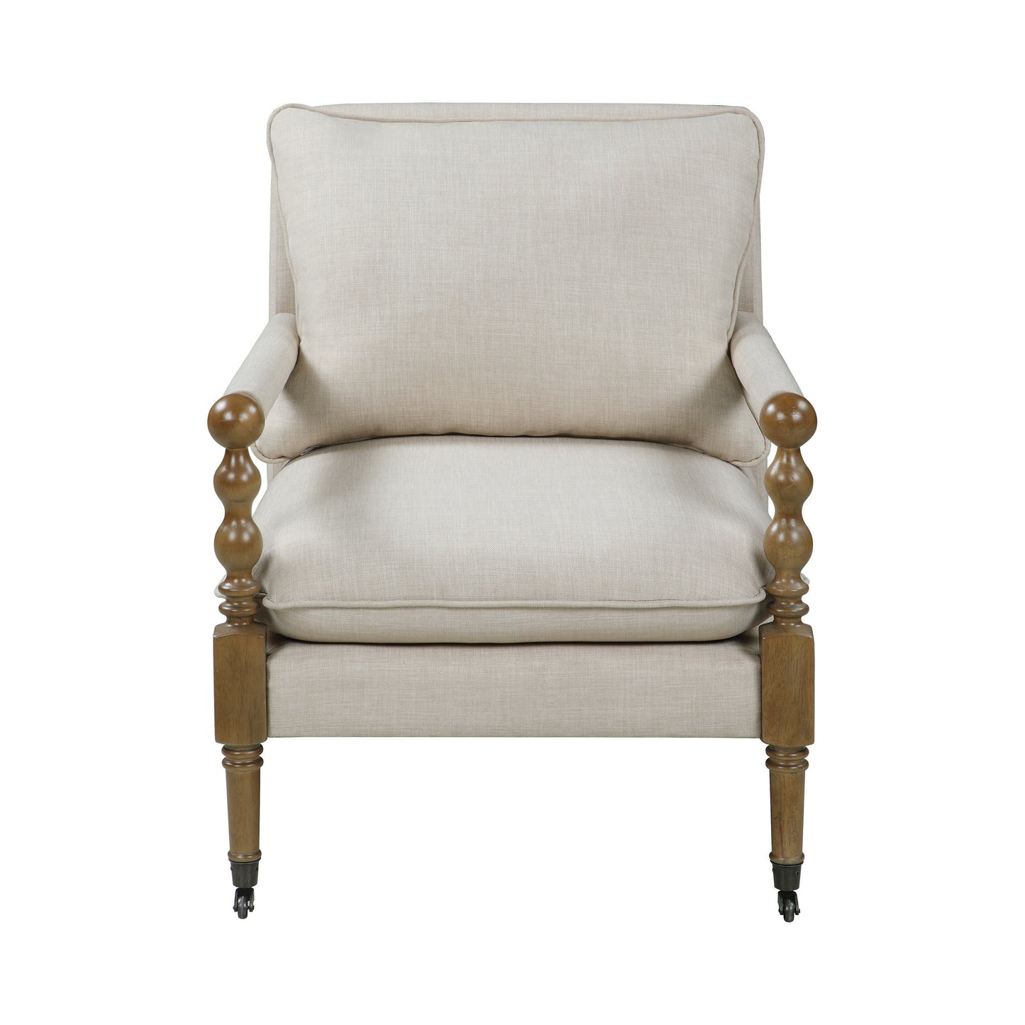 Dempsy Upholstered Accent Chair with Casters Beige