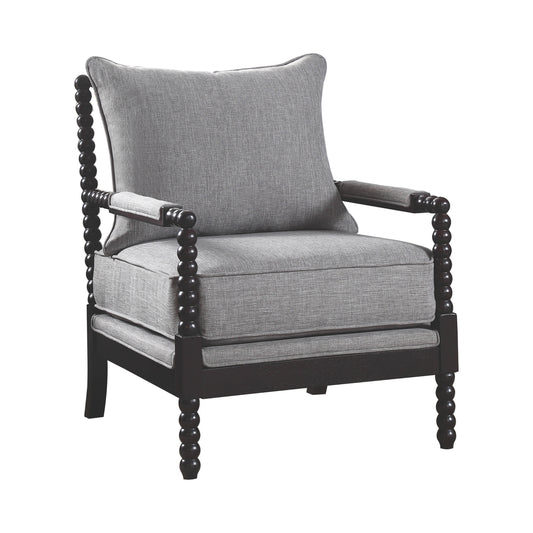 Blanchett Upholstered Bobbin Accent Chair Grey and Black