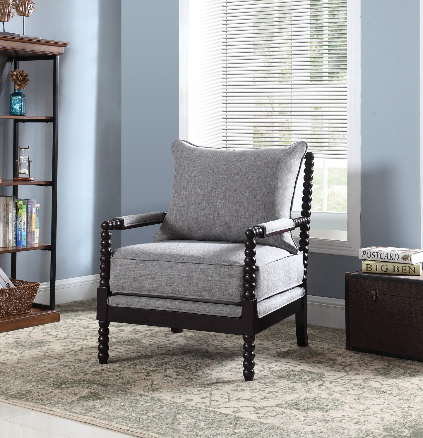 Blanchett Upholstered Bobbin Accent Chair Grey and Black