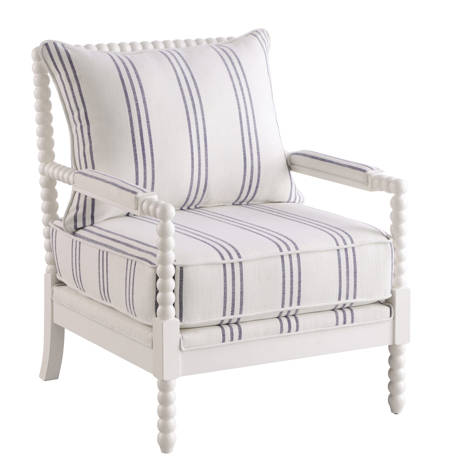 Blanchett Upholstered Bobbin Accent Chair White and Navy
