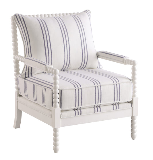 Blanchett Upholstered Bobbin Accent Chair White and Navy