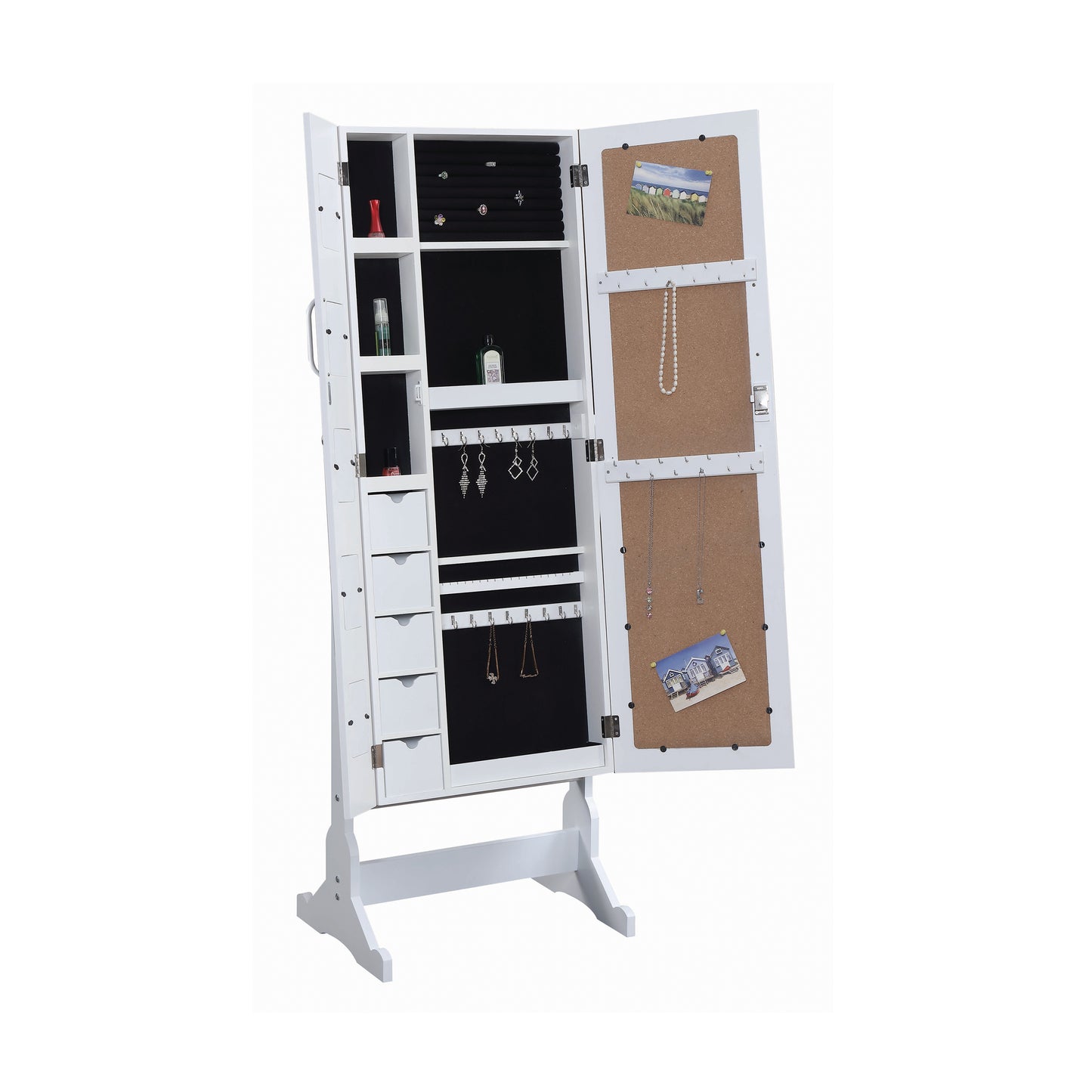 Doyle Cheval Mirror with Jewelry Storage White