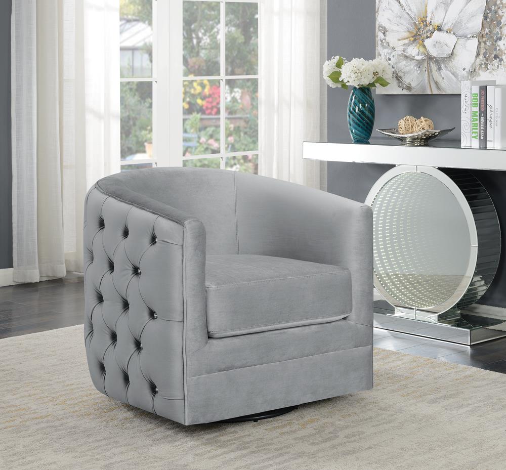 Modern Grey Swivel Accent Chair - ATL FURNITURE