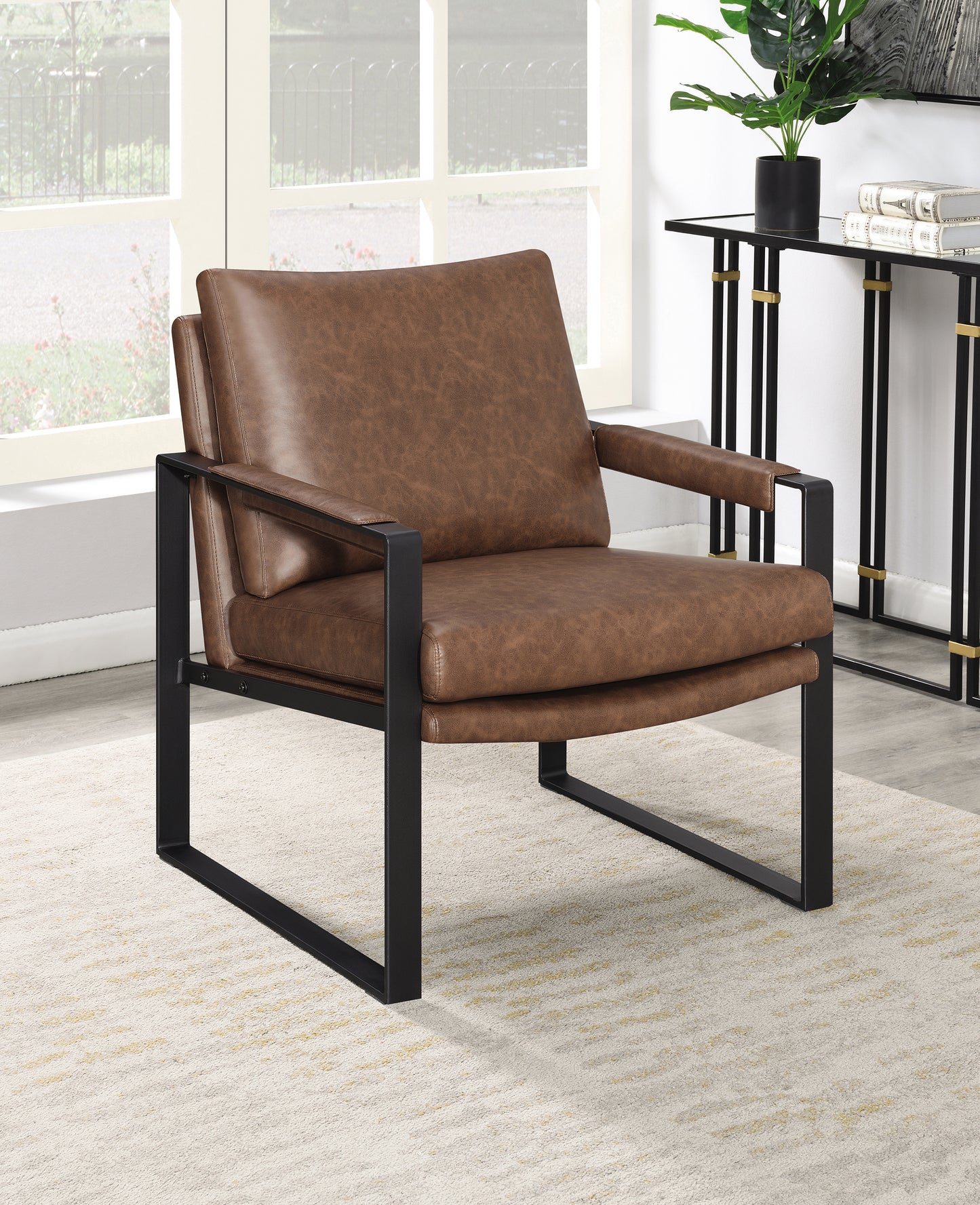Rosalind Upholstered Track Arm Accent Chair Brown