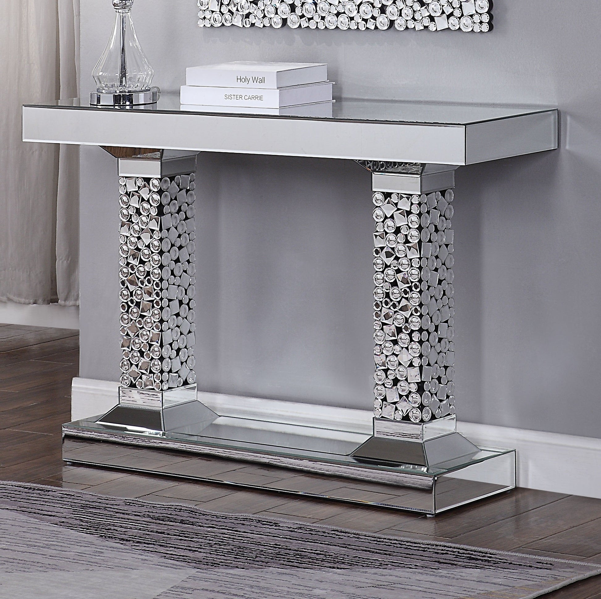 Kachina Mirrored & Faux Gems Console Table - ATL FURNITURE