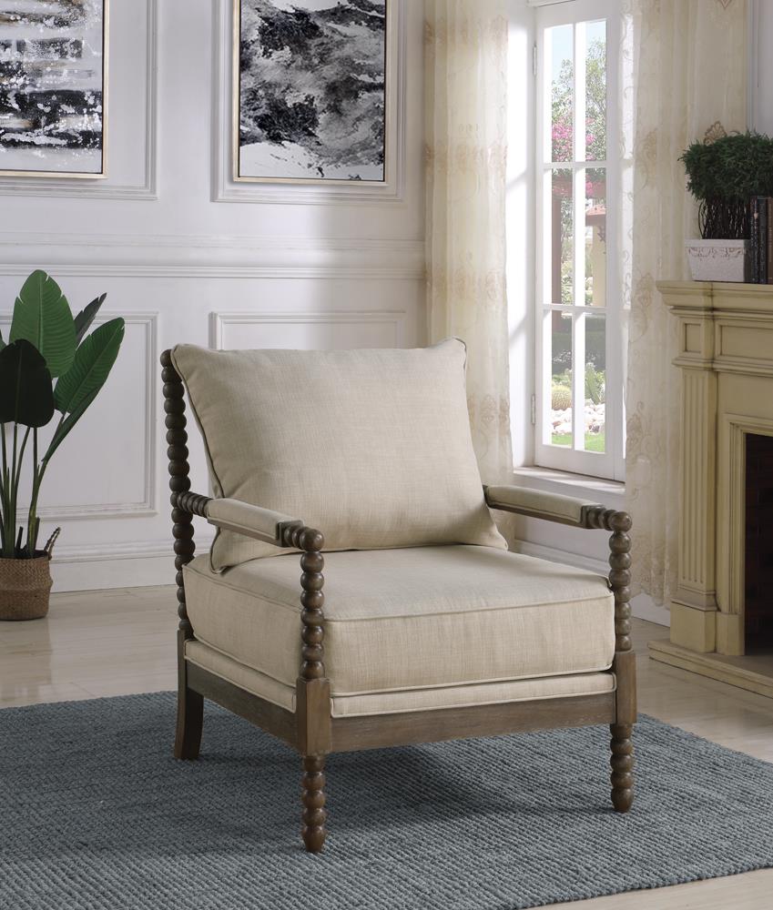 Traditional Oatmeal and Natural Accent Chair - ATL FURNITURE