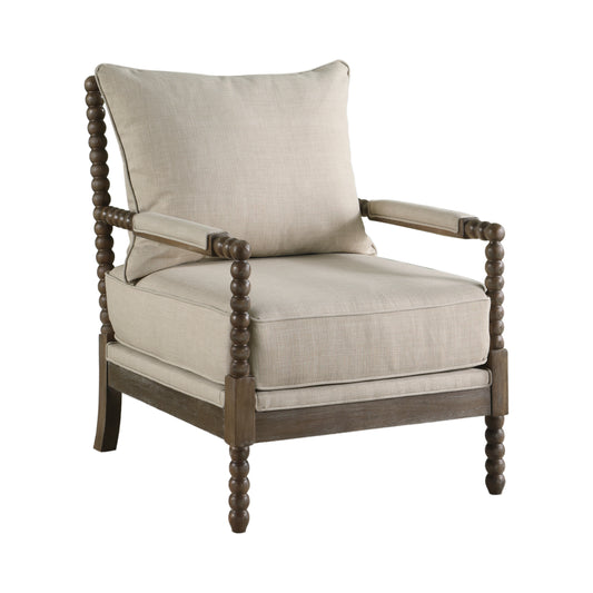 Blanchett Upholstered Bobbin Accent Chair Beige and Natural