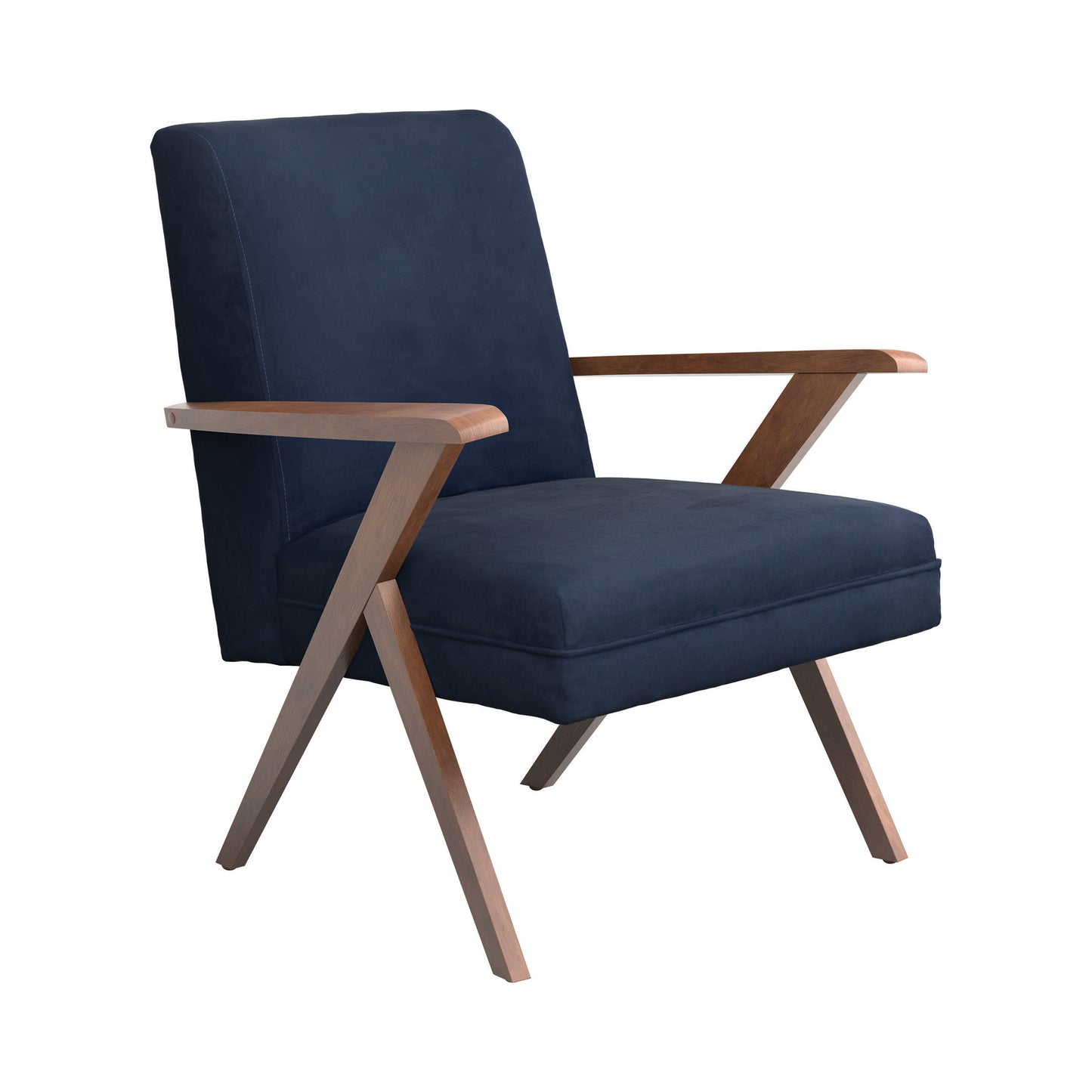 Cheryl Upholstered Wood Arm Accent Chair Dark Blue