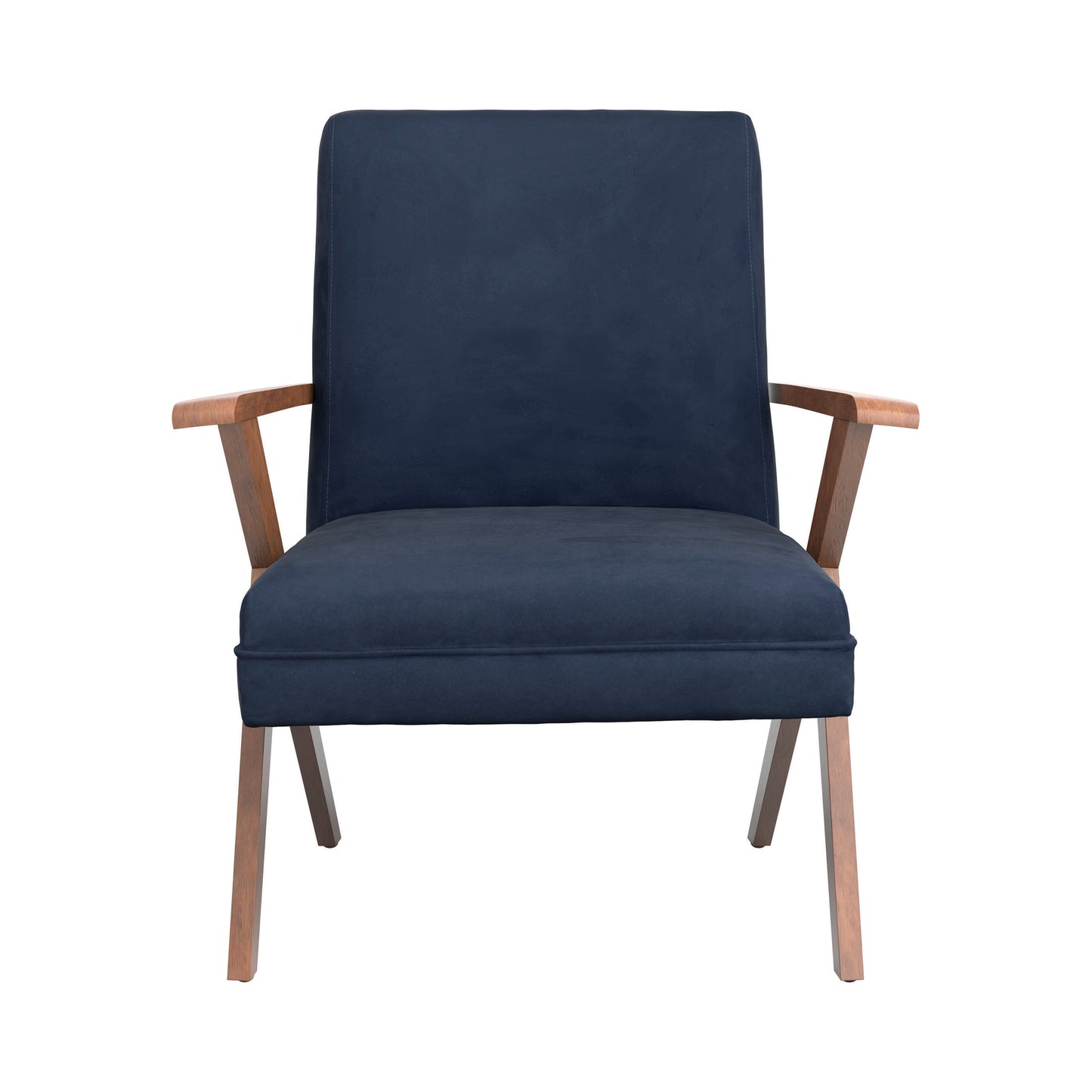 Cheryl Upholstered Wood Arm Accent Chair Dark Blue