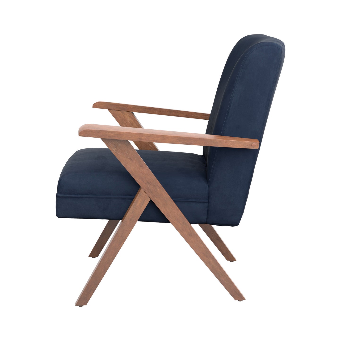 Cheryl Upholstered Wood Arm Accent Chair Dark Blue