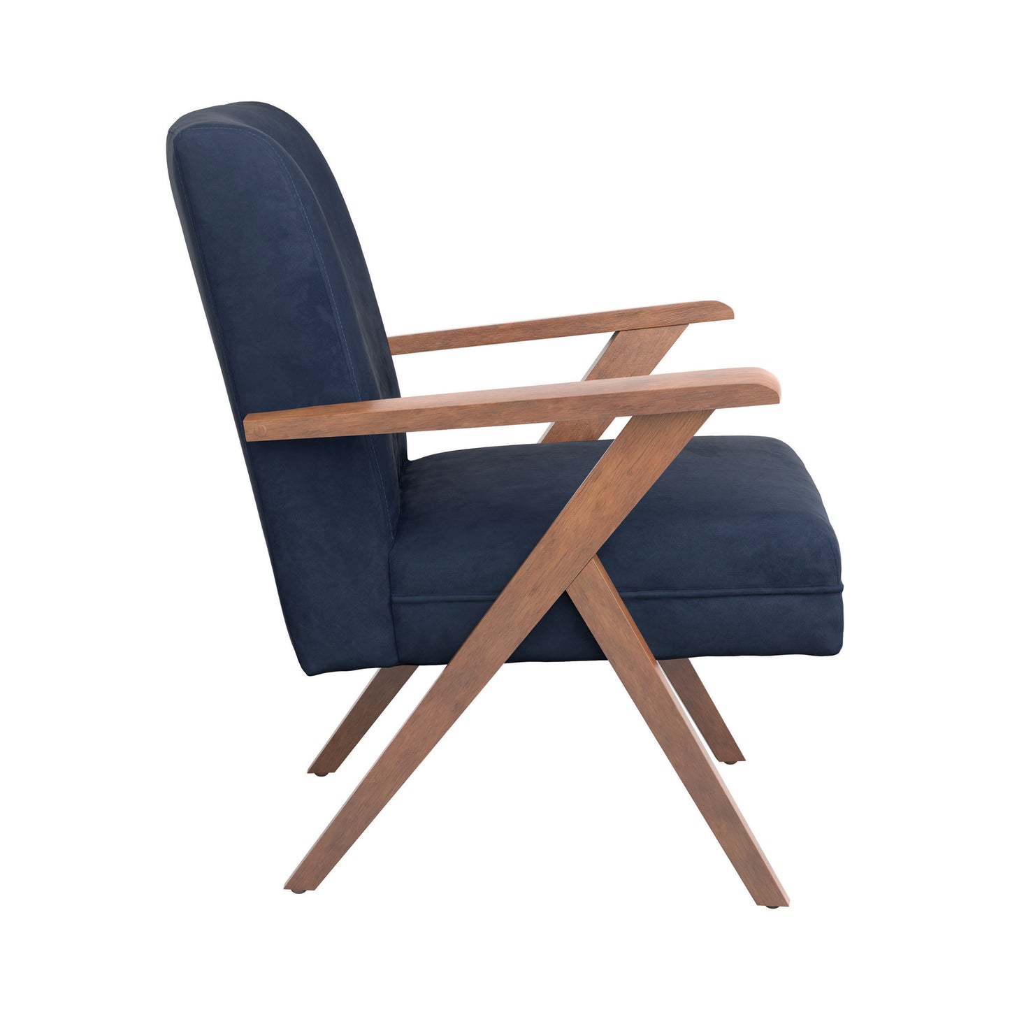 Cheryl Upholstered Wood Arm Accent Chair Dark Blue