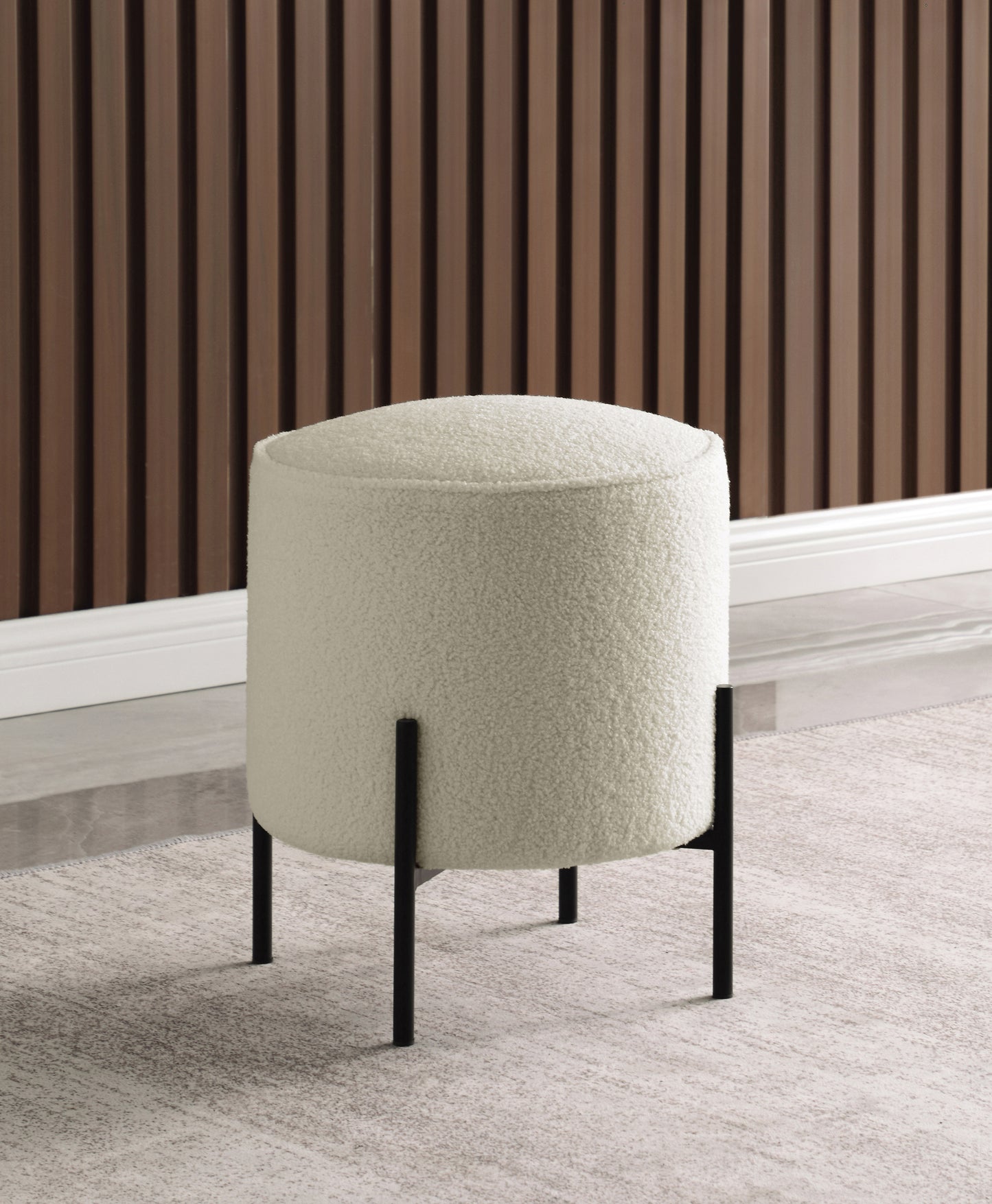 Basye Round Upholstered Ottoman Ivory