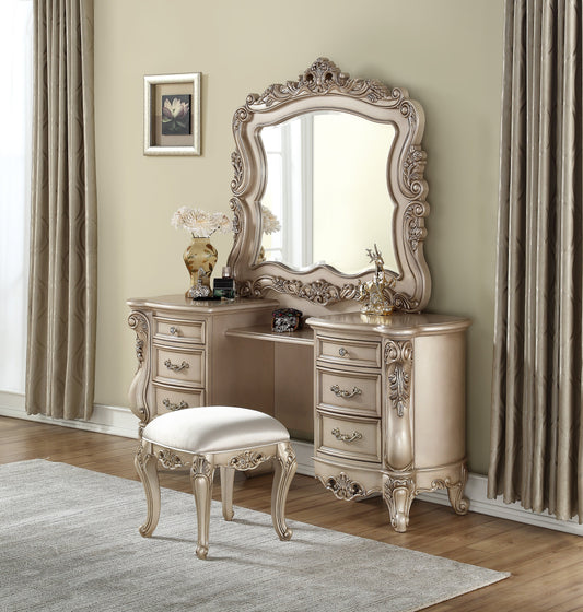 Gorsedd Antique White Vanity Desk & Mirror - ATL FURNITURE