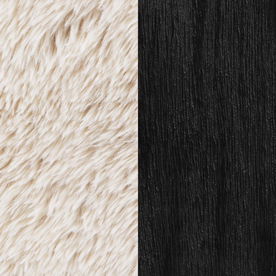 Fitzroy Faux Fur Upholstered Chair Solid Wood Arms Latte