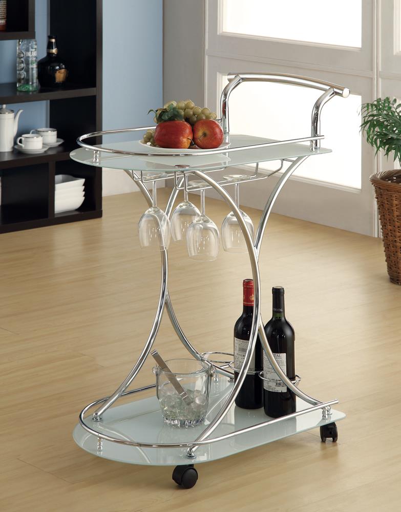 G910002 Contemporary Chrome Serving Cart - ATL FURNITURE