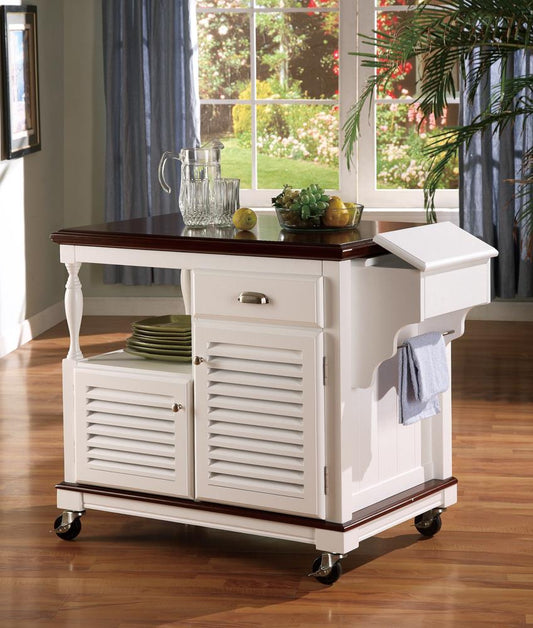 Traditional White Kitchen Cart - ATL FURNITURE