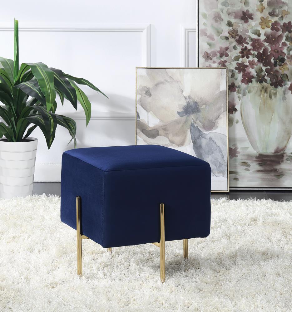 Modern Blue Velvet Ottoman - ATL FURNITURE