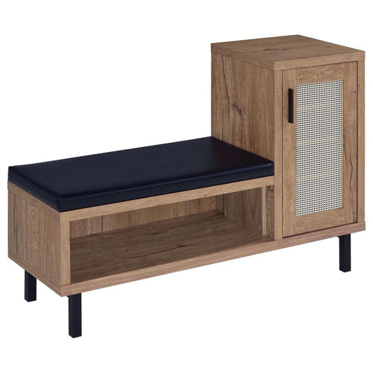 Teller 1-Door Entryway Shoe Storage Bench Natural Oak