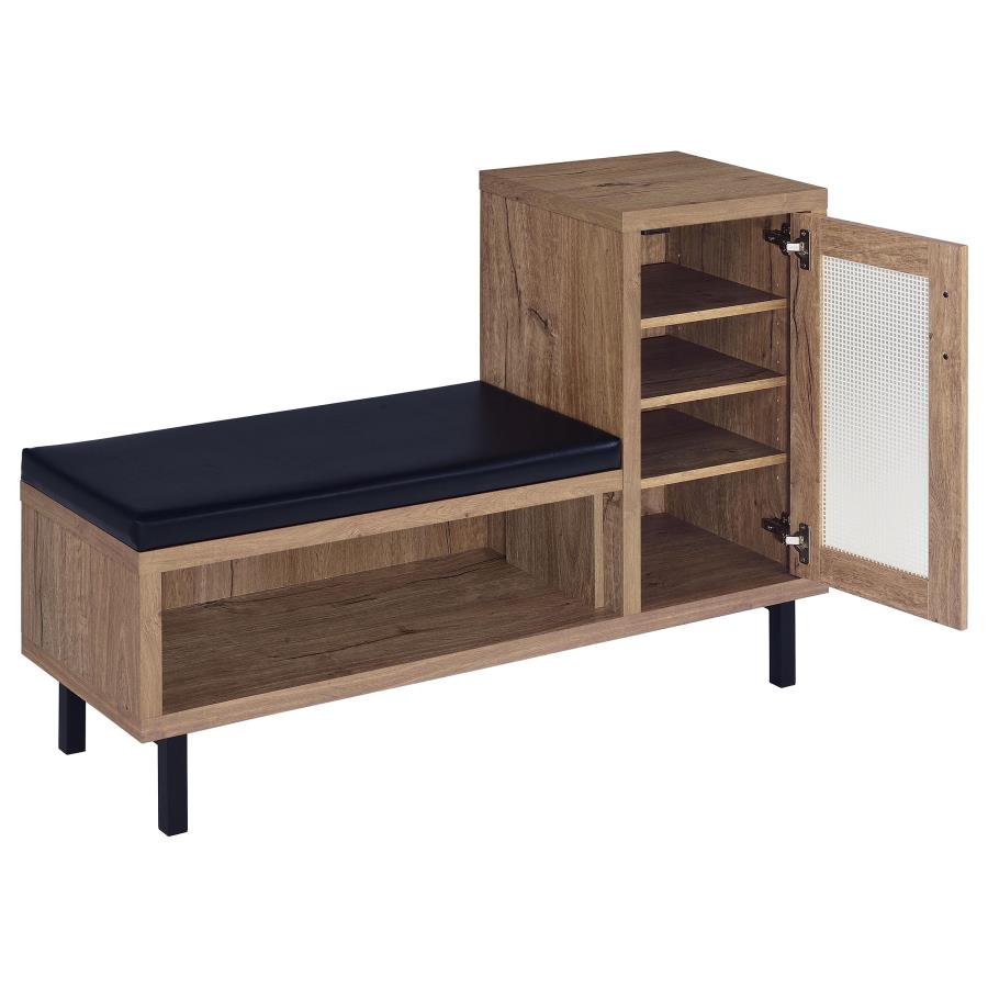 Teller 1-Door Entryway Shoe Storage Bench Natural Oak