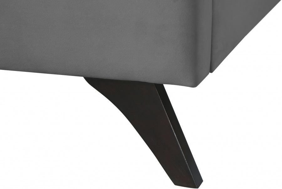 Elly Velvet Queen Bed In Grey - Ellygrey-Q - ATL FURNITURE