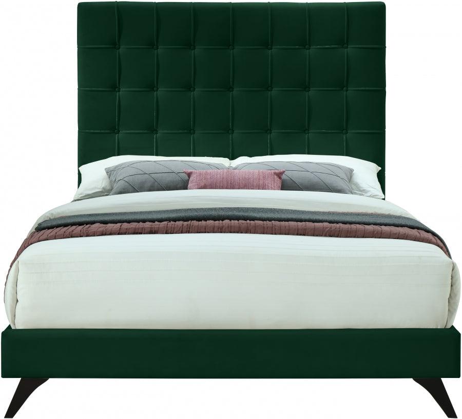 Elly Velvet Queen Bed In Green - Ellygreen-Q - ATL FURNITURE