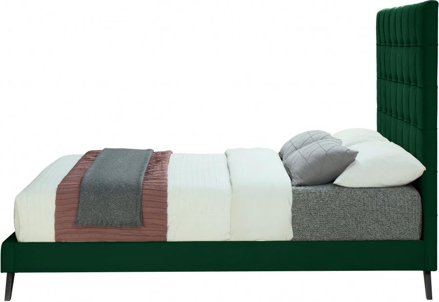 Elly Velvet Queen Bed In Green - Ellygreen-Q - ATL FURNITURE