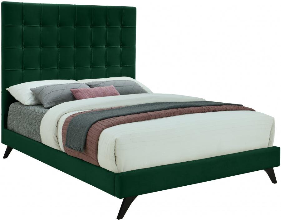 Elly Velvet King Bed In Green - Ellygreen-K - ATL FURNITURE