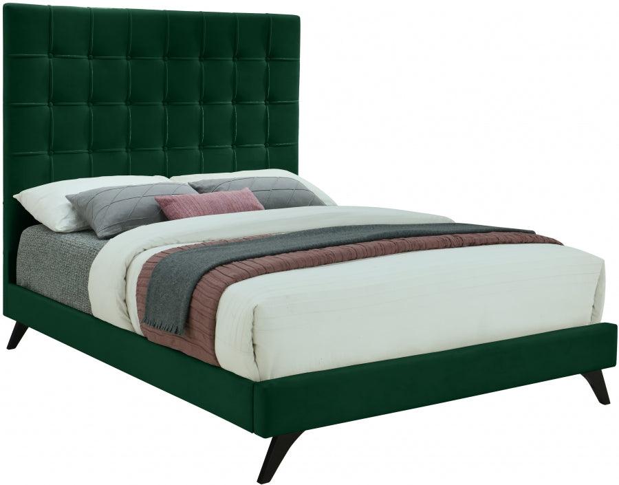 Elly Velvet Queen Bed In Green - Ellygreen-Q - ATL FURNITURE