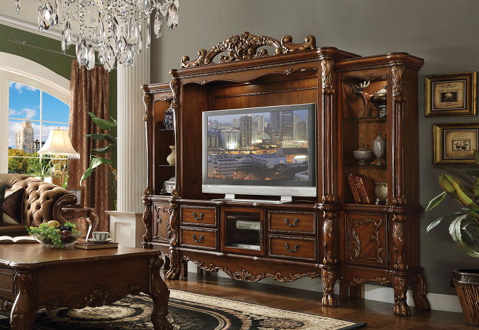 Dresden Cherry Oak Entertainment Center (Side Piers & Bridge) - ATL FURNITURE