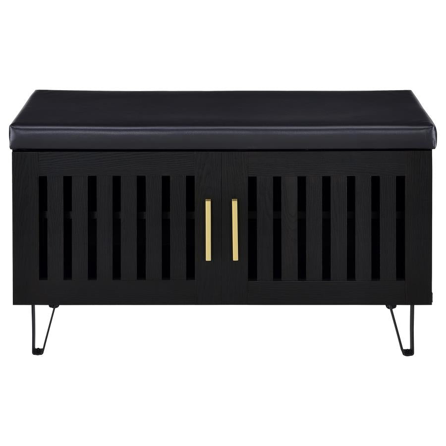 Brixton 2-Door Padded Entryway Shoe Storage Bench Black
