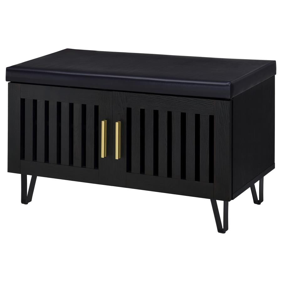 Brixton 2-Door Padded Entryway Shoe Storage Bench Black