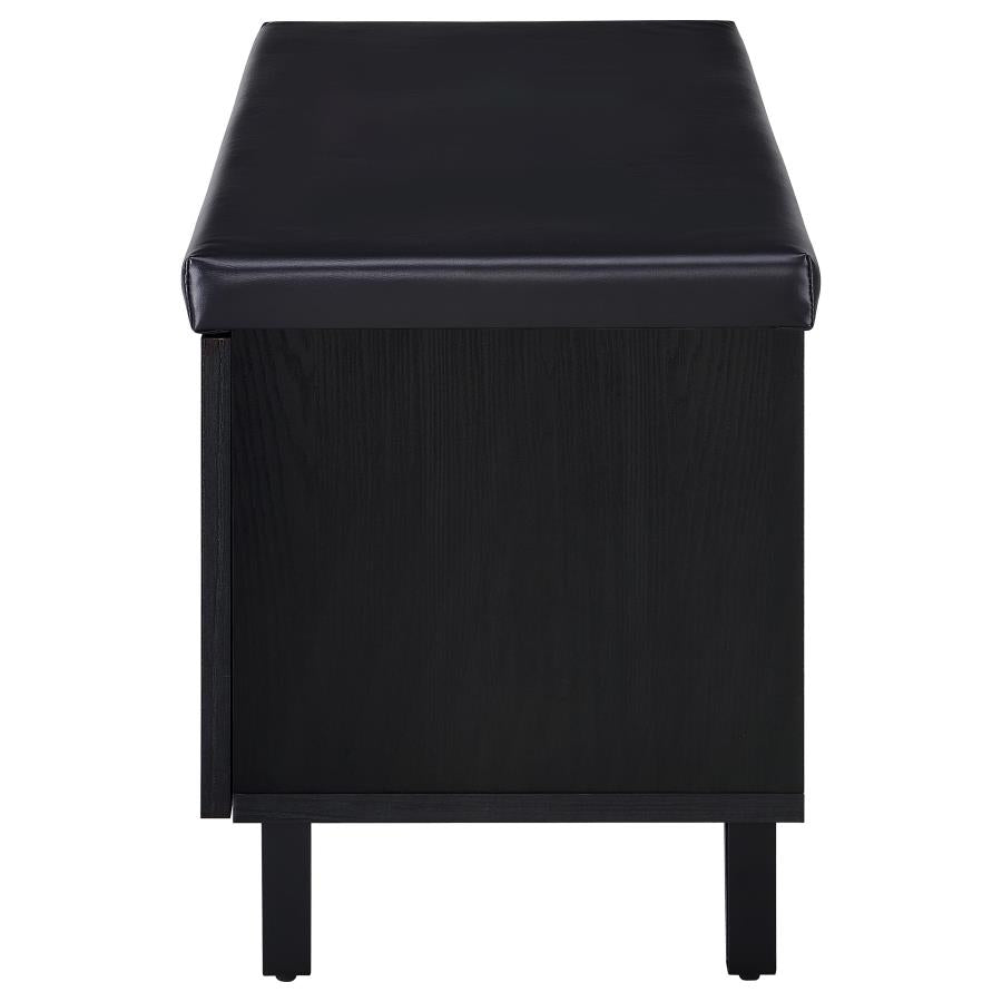 Brixton 2-Door Padded Entryway Shoe Storage Bench Black