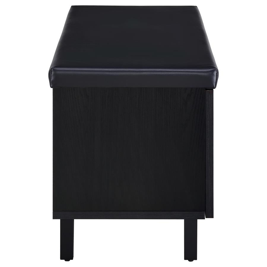 Brixton 2-Door Padded Entryway Shoe Storage Bench Black