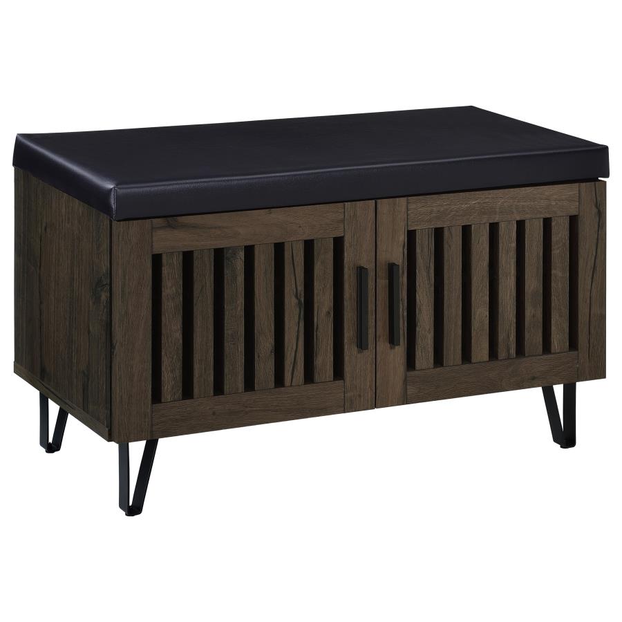 Brixton 2-Door Padded Entryway Shoe Storage Bench Smoked Oak